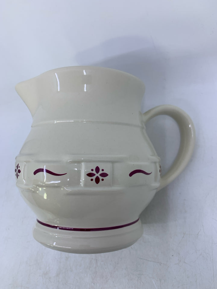 WOVEN TRADITIONS IVORY/RED PITCHER.