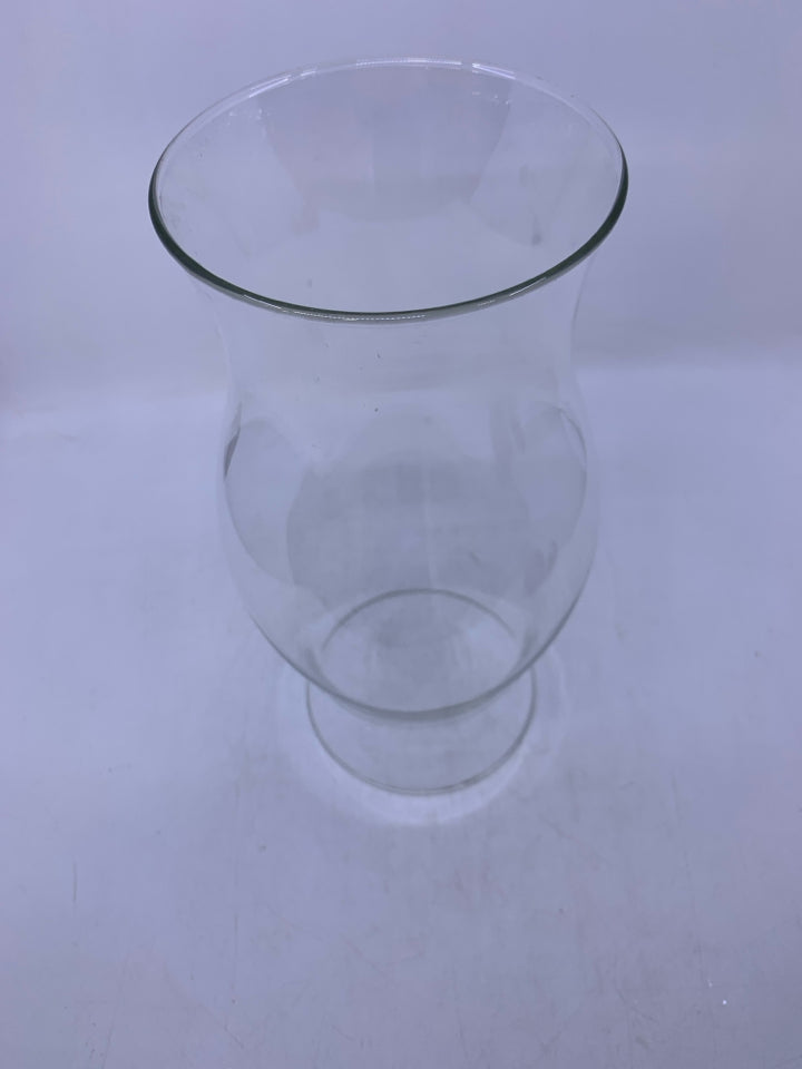 TALL GLASS HURRICANE SHADE.