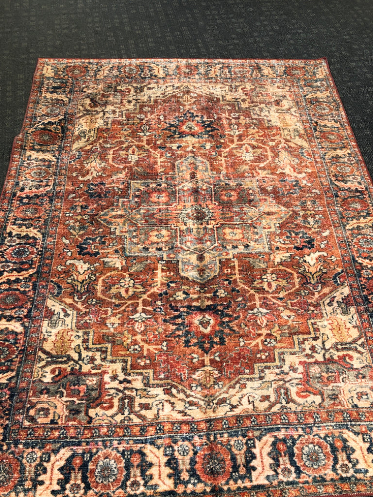 ALLEN AND ROTH RED MOROCCAN RUG.