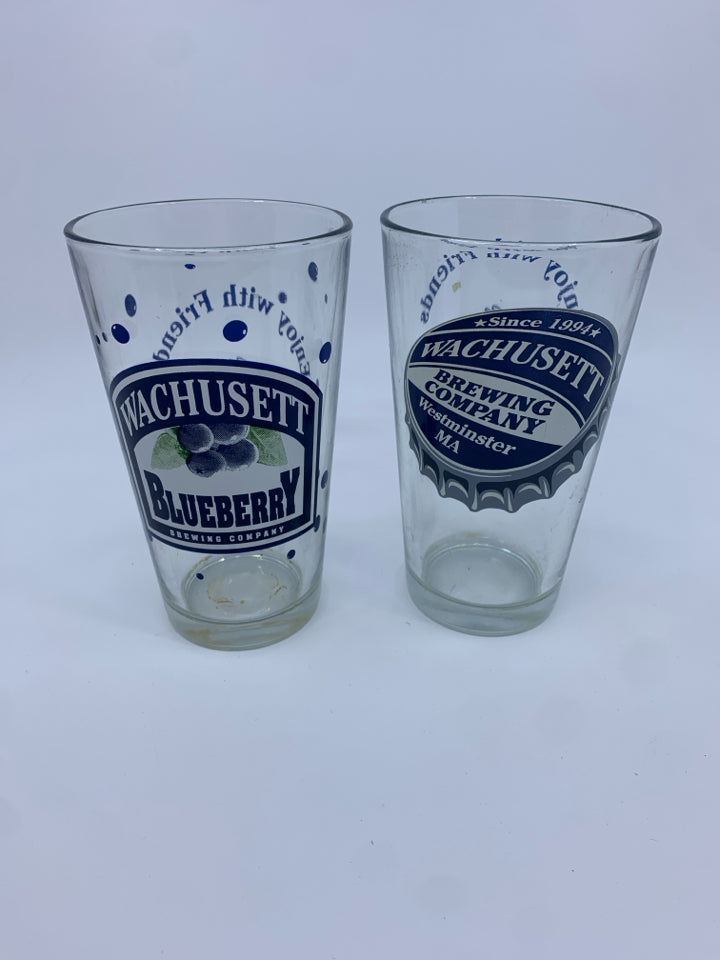 2 WACHUSETT BLUEBERRY PINT GLASSES