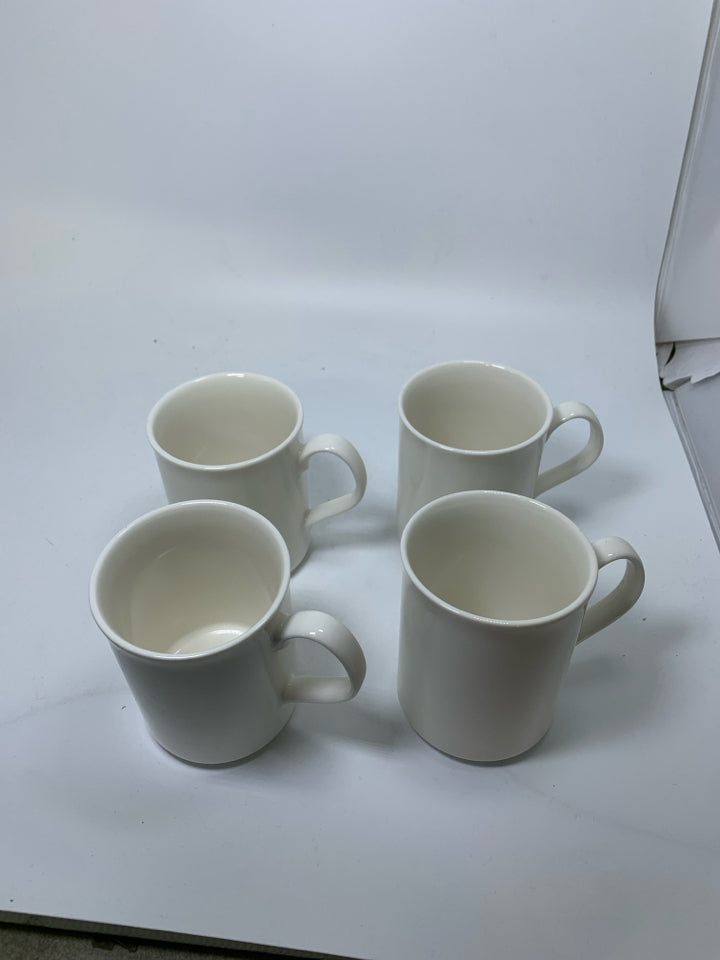 4 WHITE MUGS.