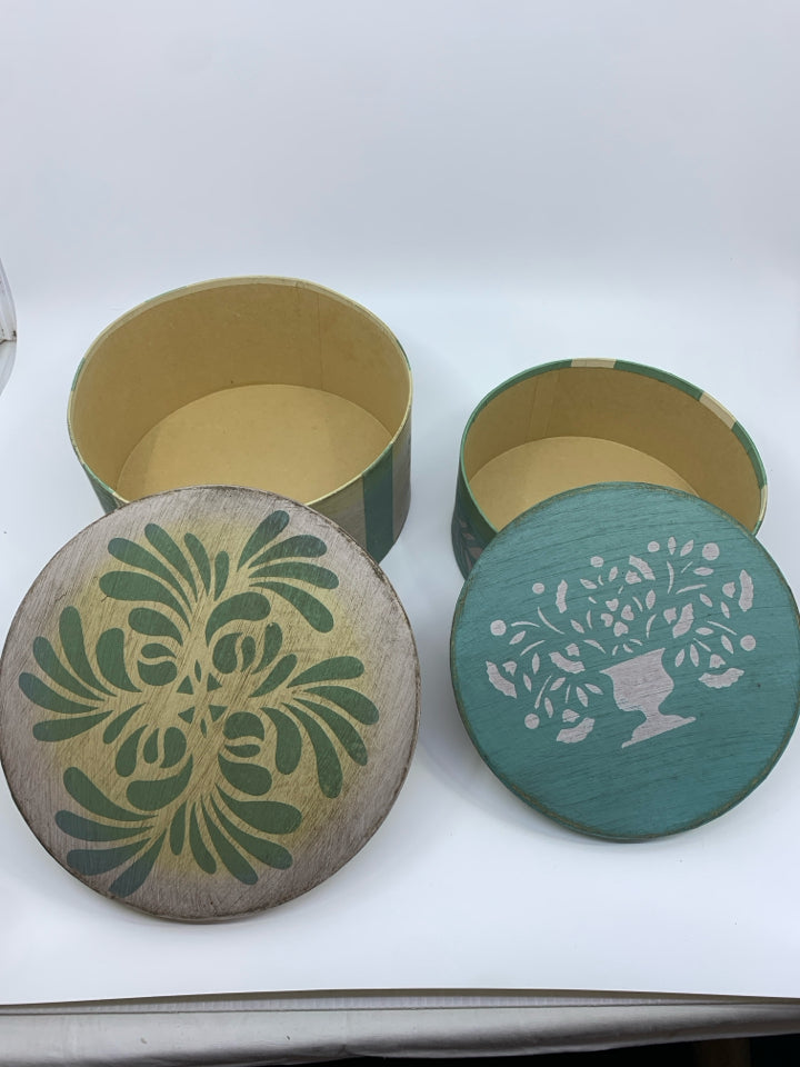 2 BLUE/ GREY PAINTED BOXES.
