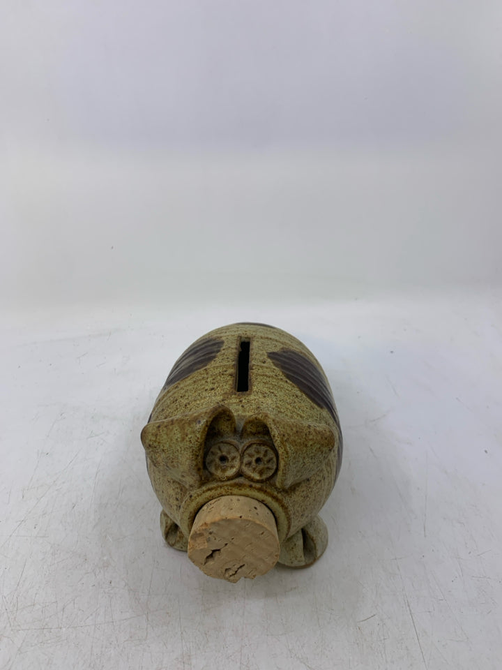 PIGGY BANK W/ BROWN SPOTS CORK NOSE.
