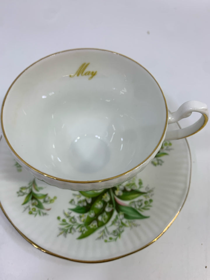 GREEN LEAF TEACUP SET.