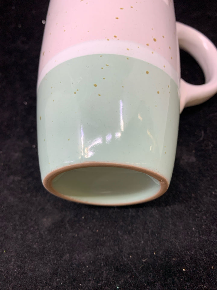 TALL "BE KIND" COFFEE MUG GREEN BOTTOM.