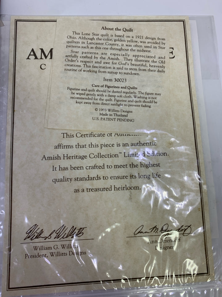 THE AMISH HERITAGE COLLECTION WINTER FUN W/QUILT.