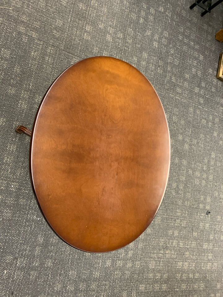 DARK WOOD OVAL FLIP DOWN TABLE THE BOMBAY COMPANY.