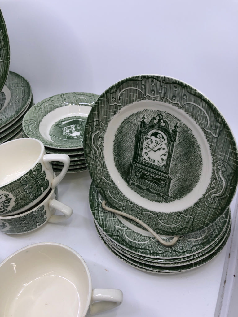 30PC VTG OLD CURIOSITY DISH SET SVC FOR 6.
