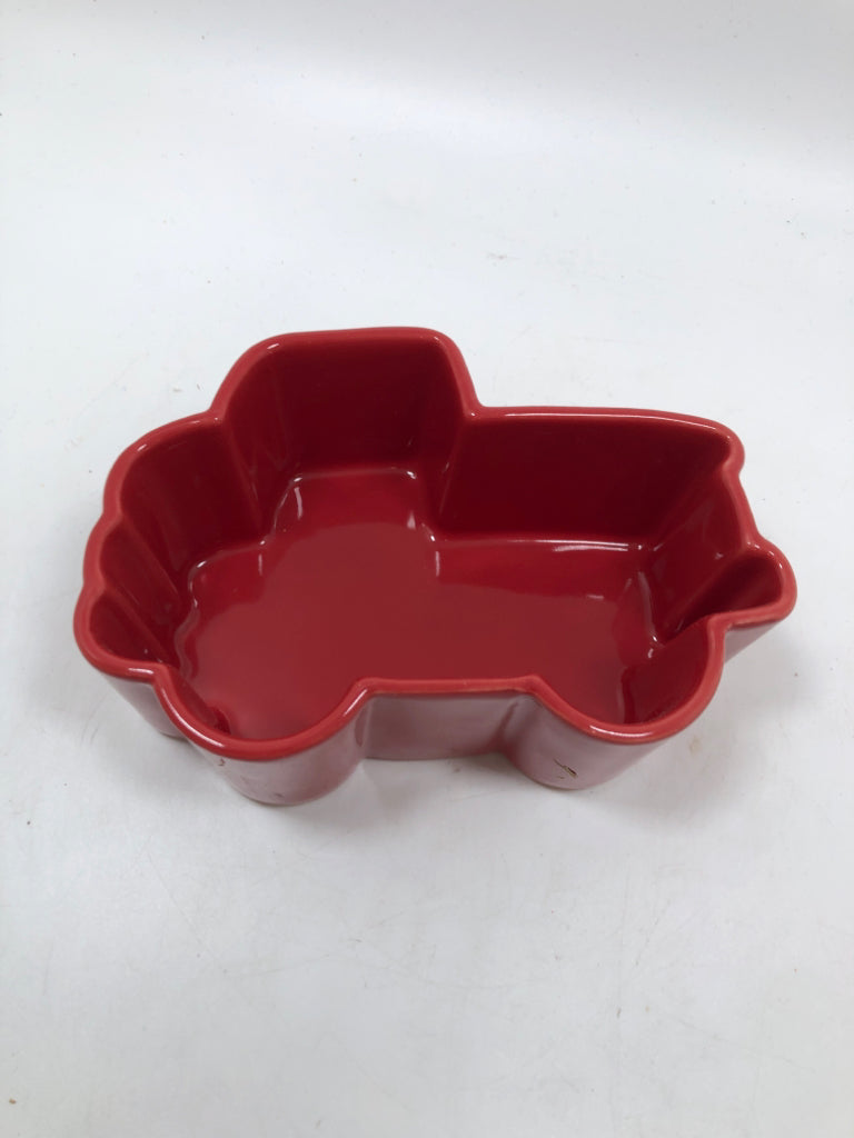 SM RED STONEWARE TRACTOR.