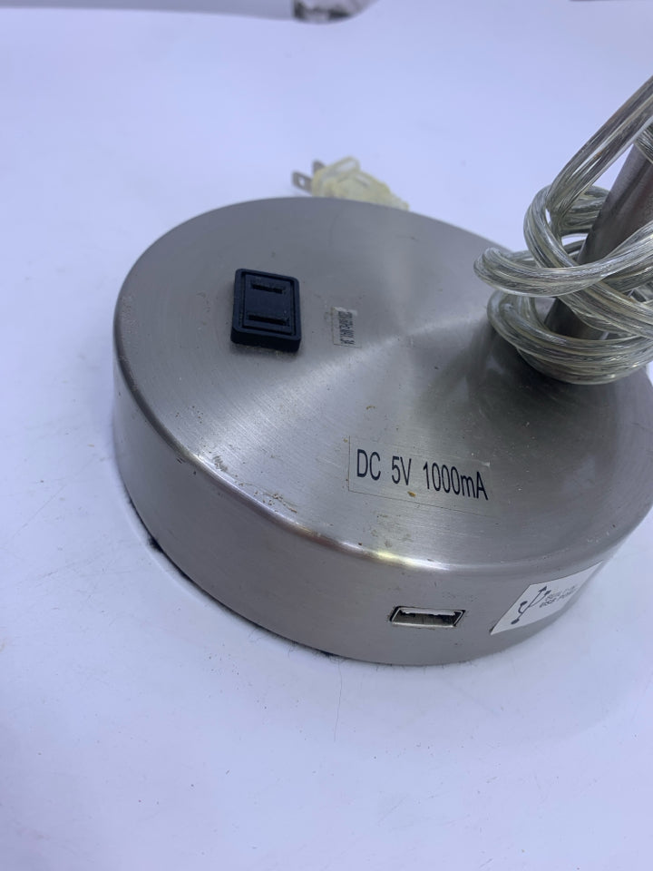 SILVER ADJUSTABLE DESK LAMP.