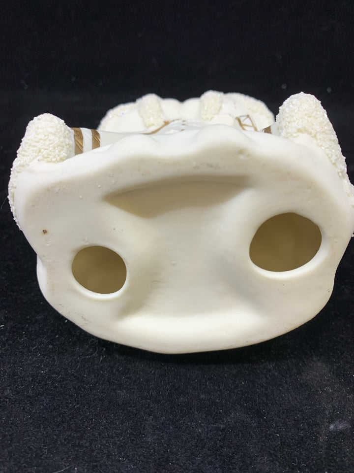 CERAMIC CREAM AND GOLD STANDING SANTA.