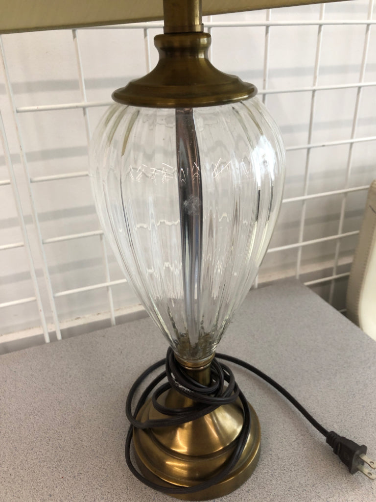 GLASS LAMP W/METAL BASE.