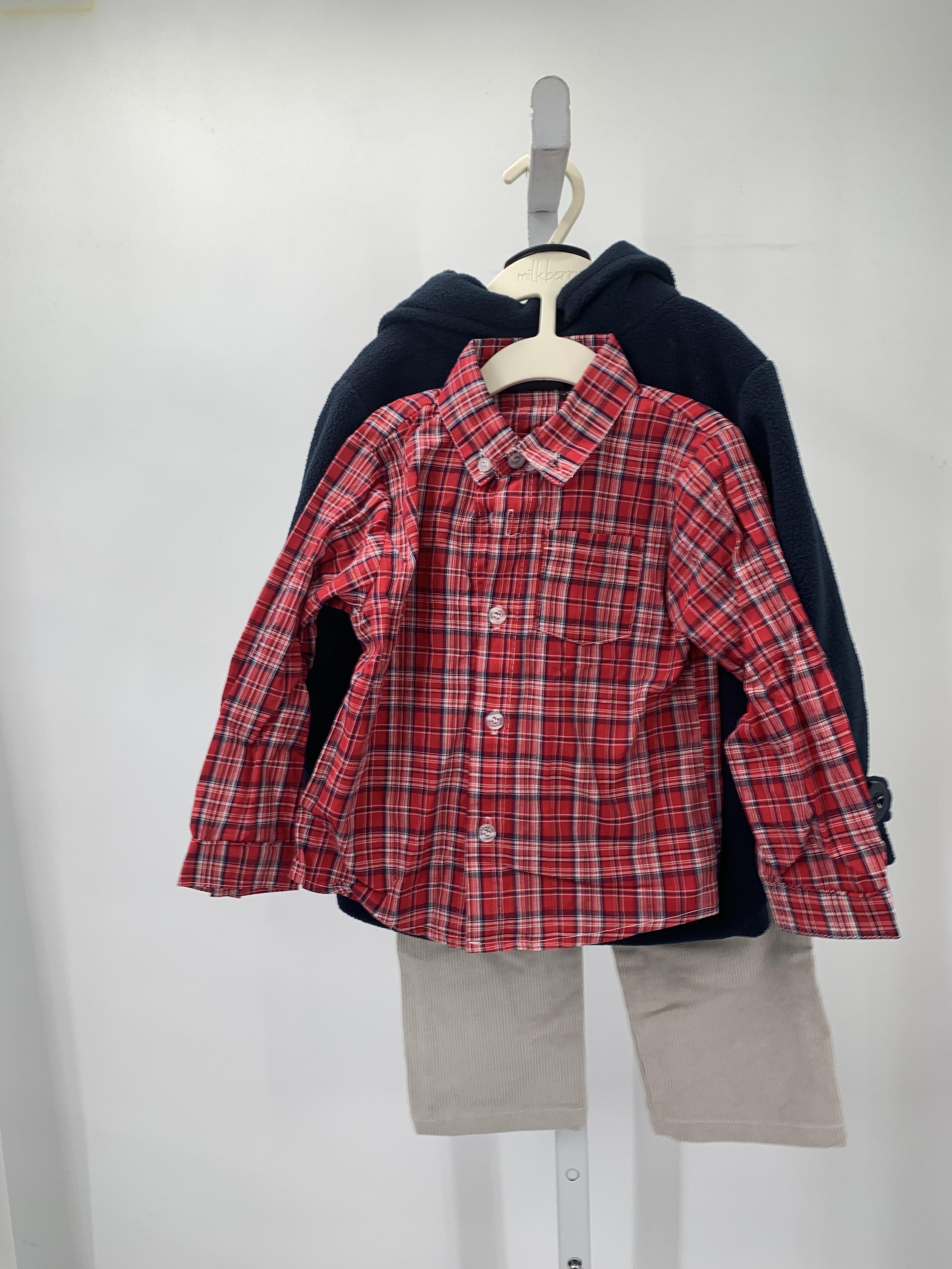 NEW FLEECE JACKET PLAID SHIRT AND CORDUROY PANTS.
