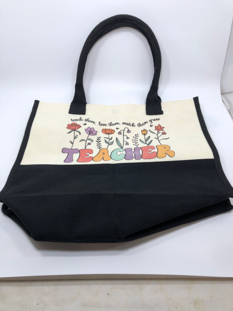 "TEACHER" CANVAS TOTE BAG.
