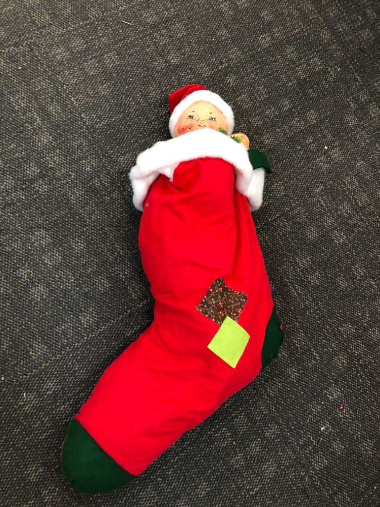 ANNALEE BABY POPPING OUT OF STOCKING.