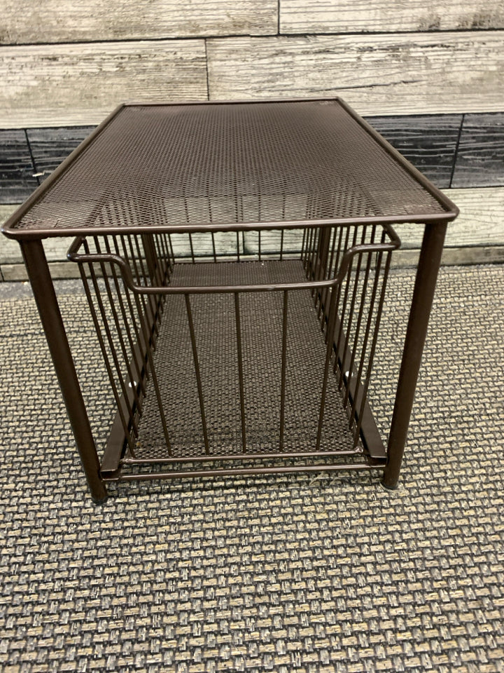 BROWN WIRE ORGANIZER PULL-OUT BIN STACKABLE.