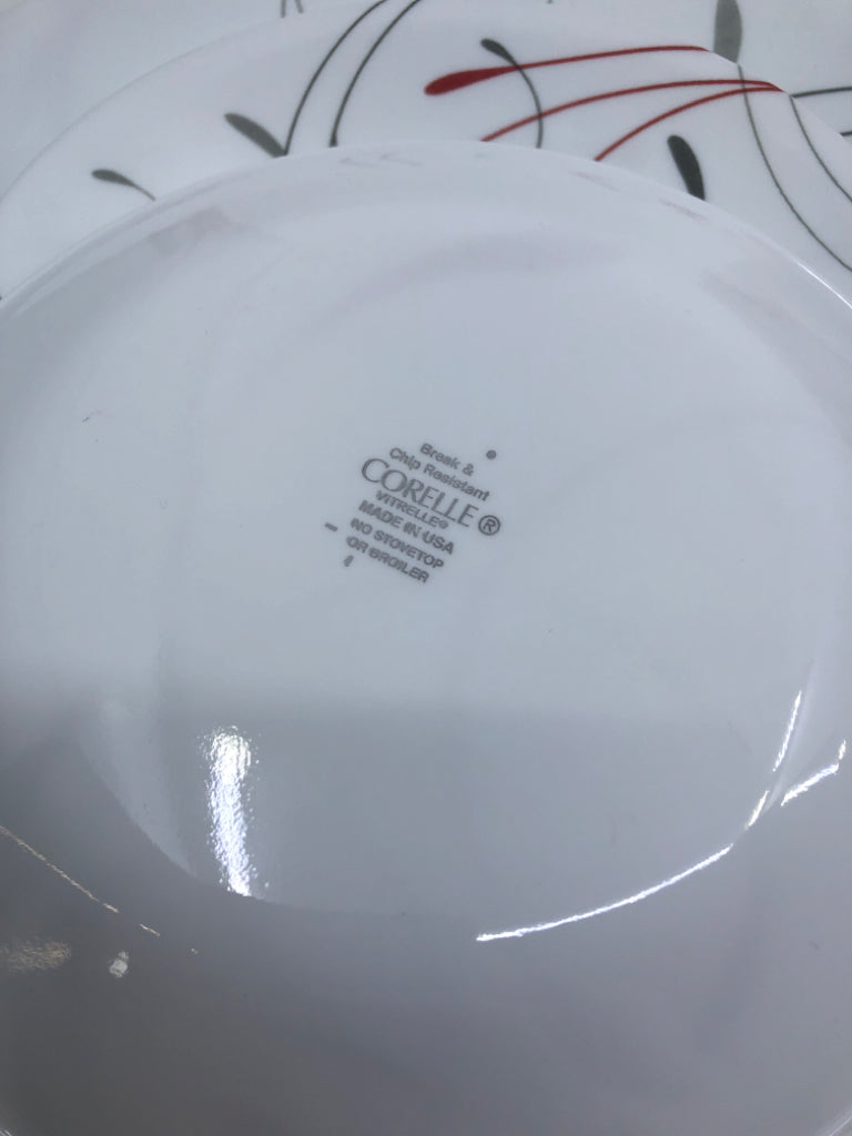 16 PC RED AND WHITE CORELLE DISH SET- SVC 4.