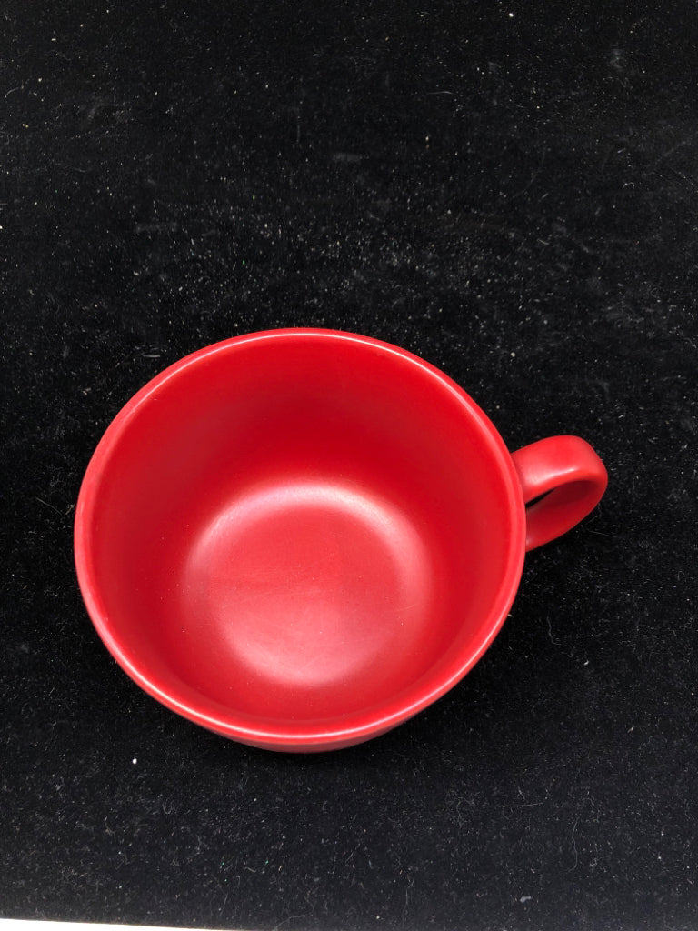 RED SOUP MUG W/ MONOGRAM S.