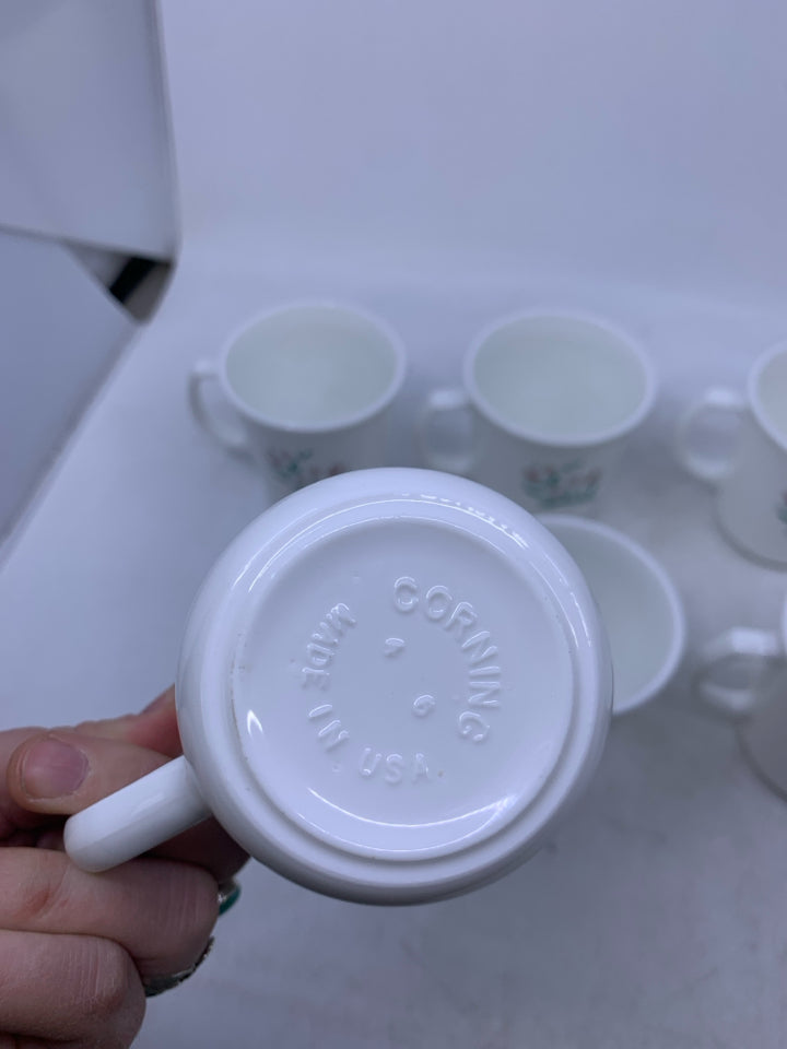 8 ROSEMAIRE PATTERN MUGS.