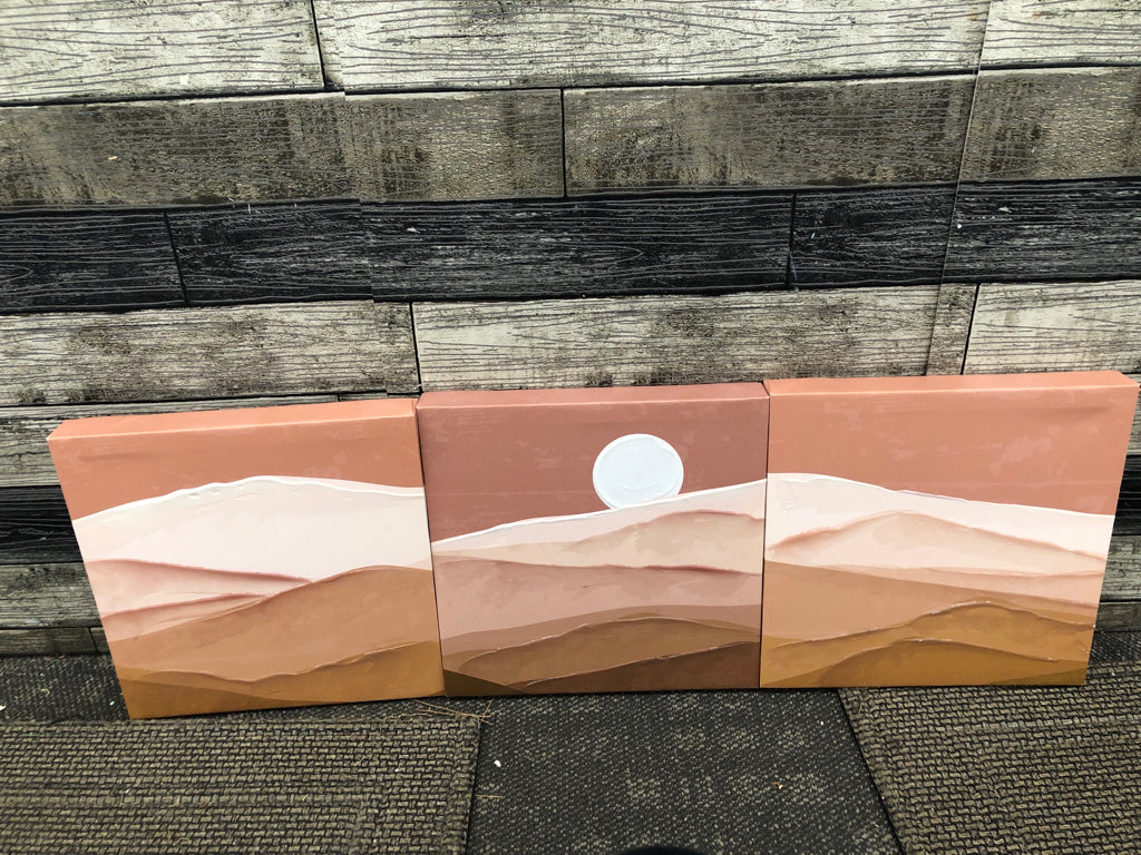 3 PC SUNSET ON DUNE CANVAS.