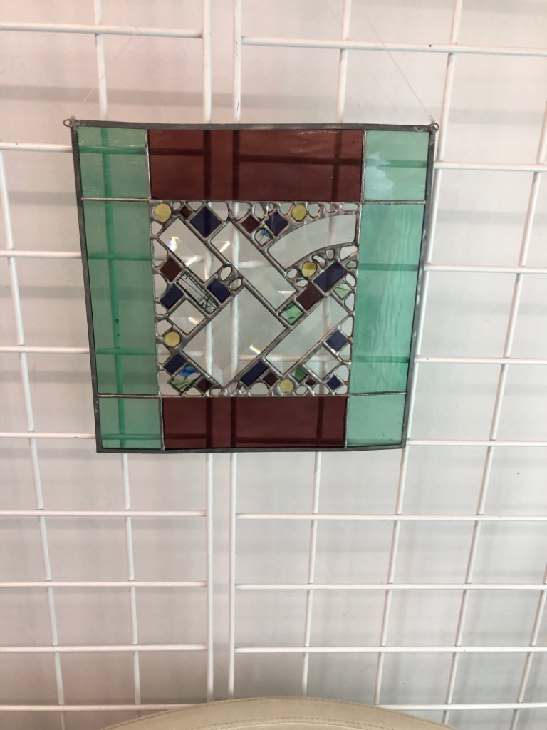 ABSTRACT STAINED GLASS HANGING.