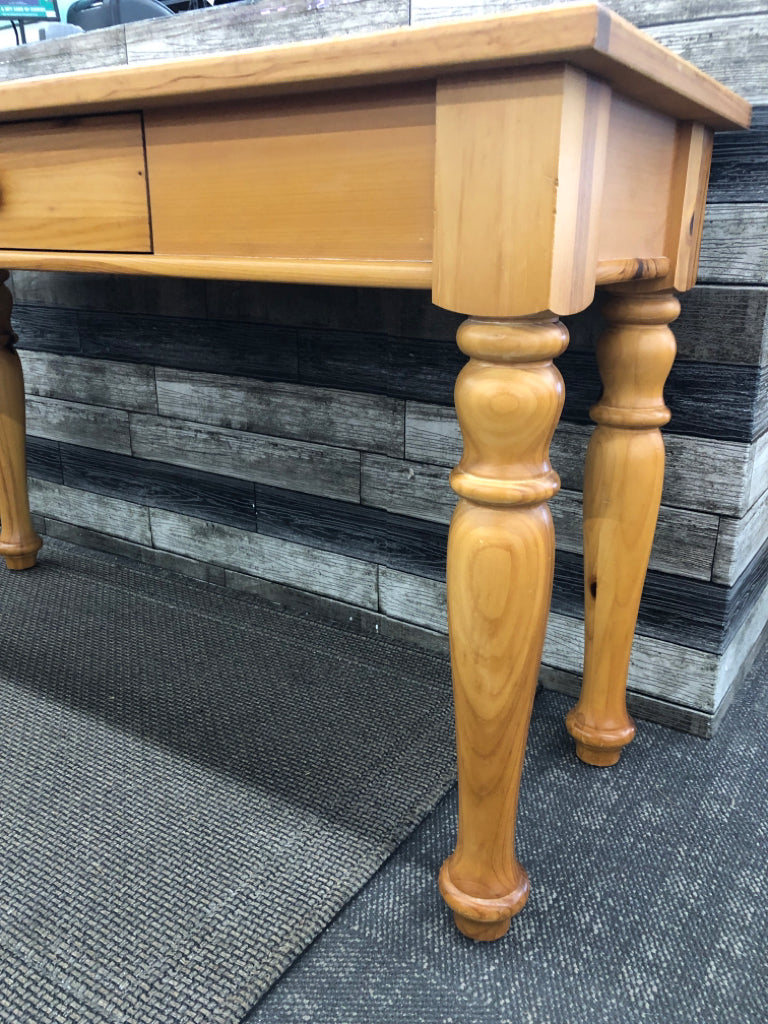 BLONDE WOOD CONSOLE/ SOFA TABLE - DRAWER.