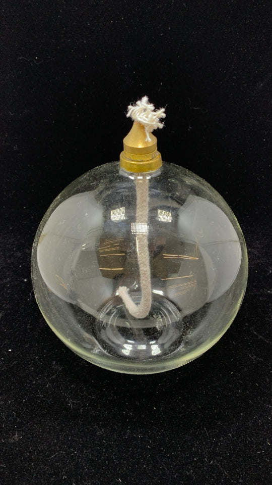 LARGE CLEAR GLASS OIL LANTERN BALL.