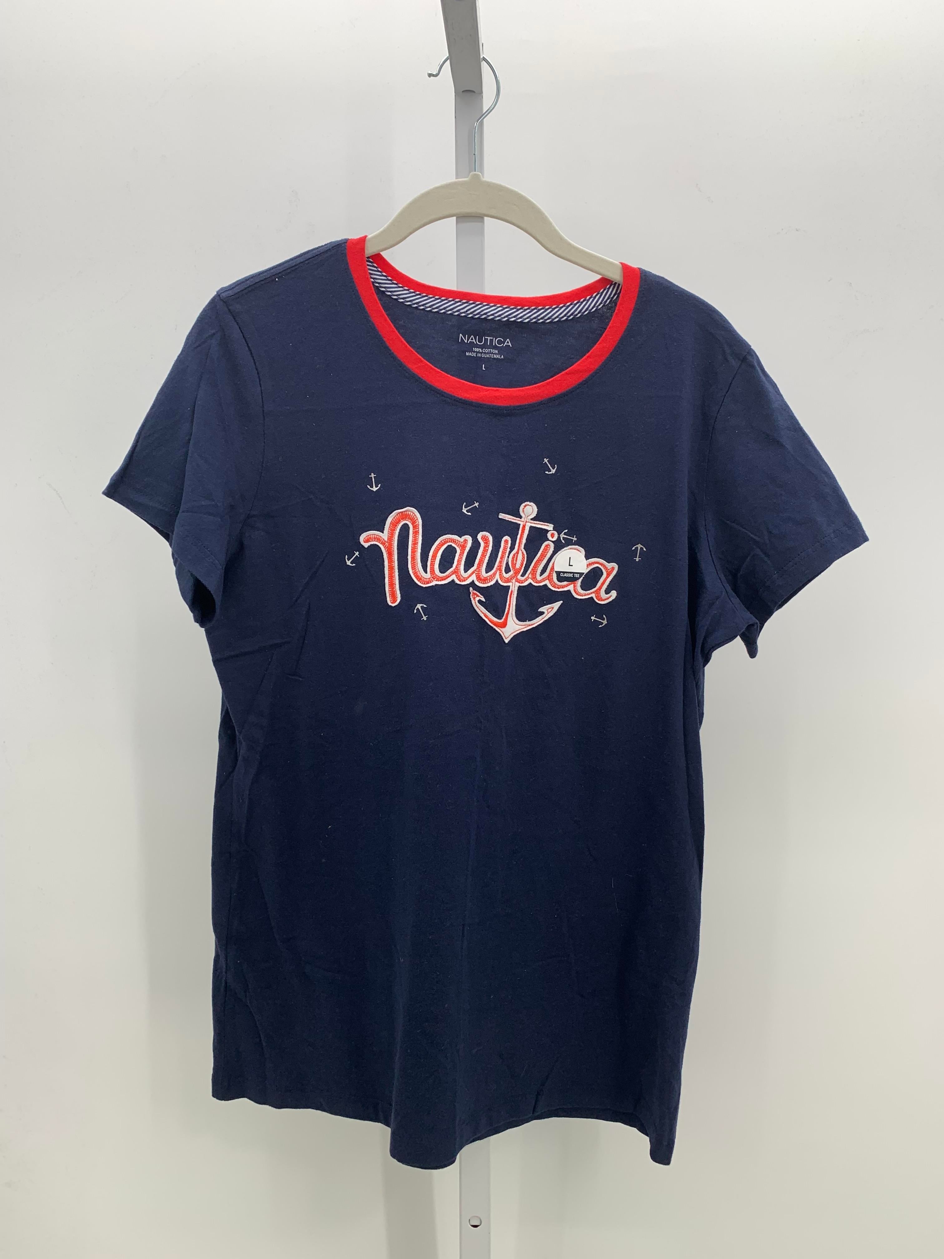 Nautica Size Large Misses Short Sleeve Shirt