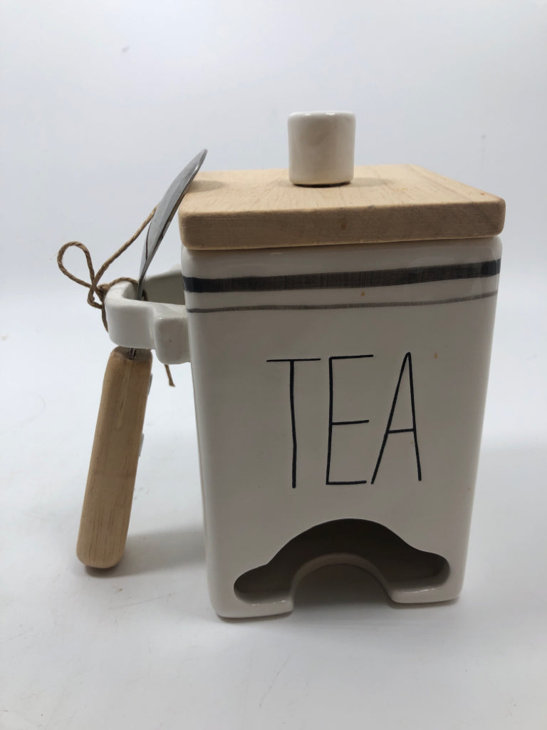 "TEA" CANISTER W/SPOON.