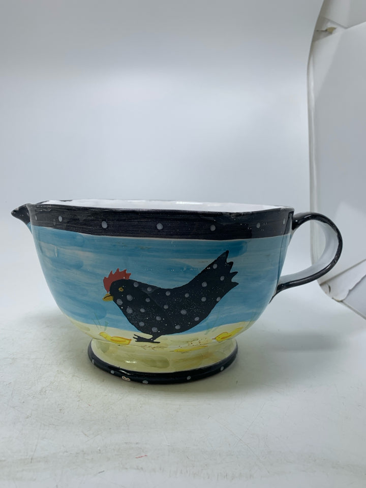 BLACK POLKA DOT ROOSTER BATTER BOWL.