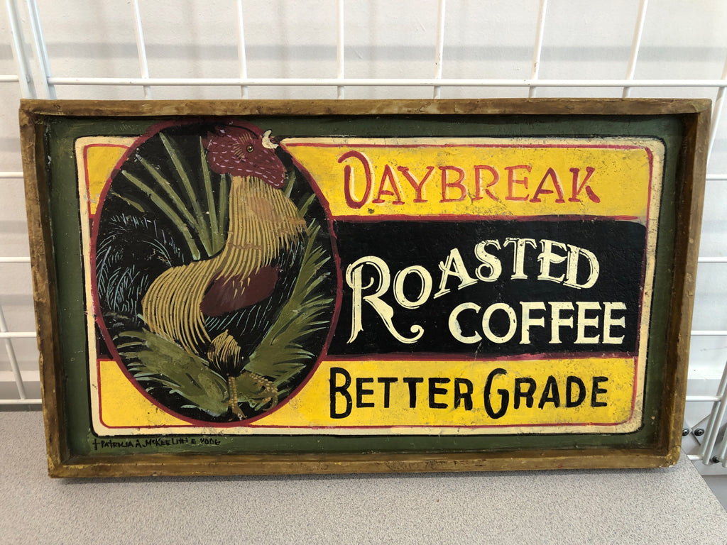 ROASTED COFFEE PRIMITIVE WOOD SIGN.