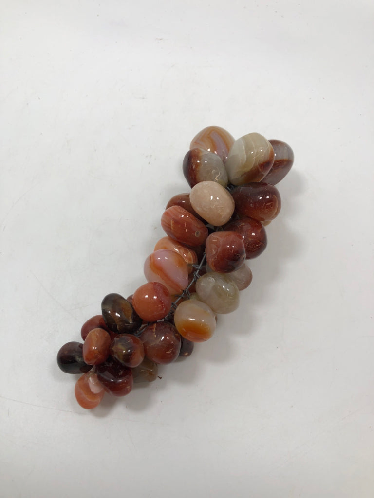 ORANGE AGATE GRAPE DECOR W/METAL LEAF.