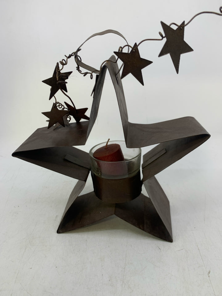 RUSTIC STAR CANDLE HOLDER.