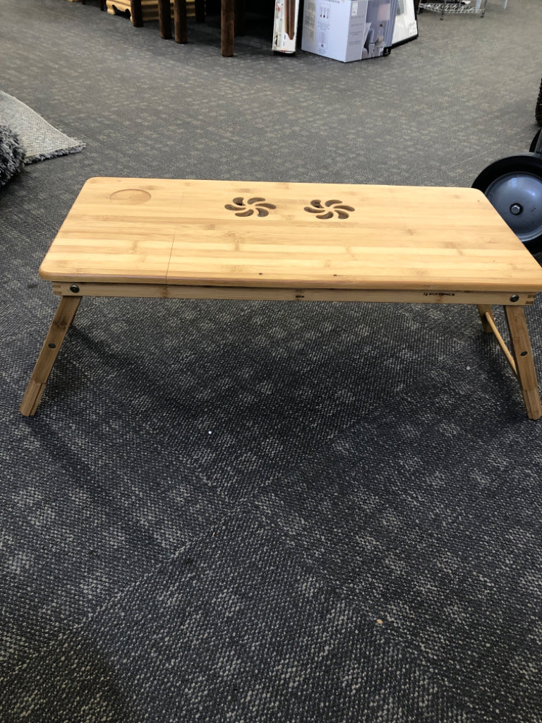 BAMBOO LAP TRAY W/ADJUSTABLE LEGS AND FLIP TOP.