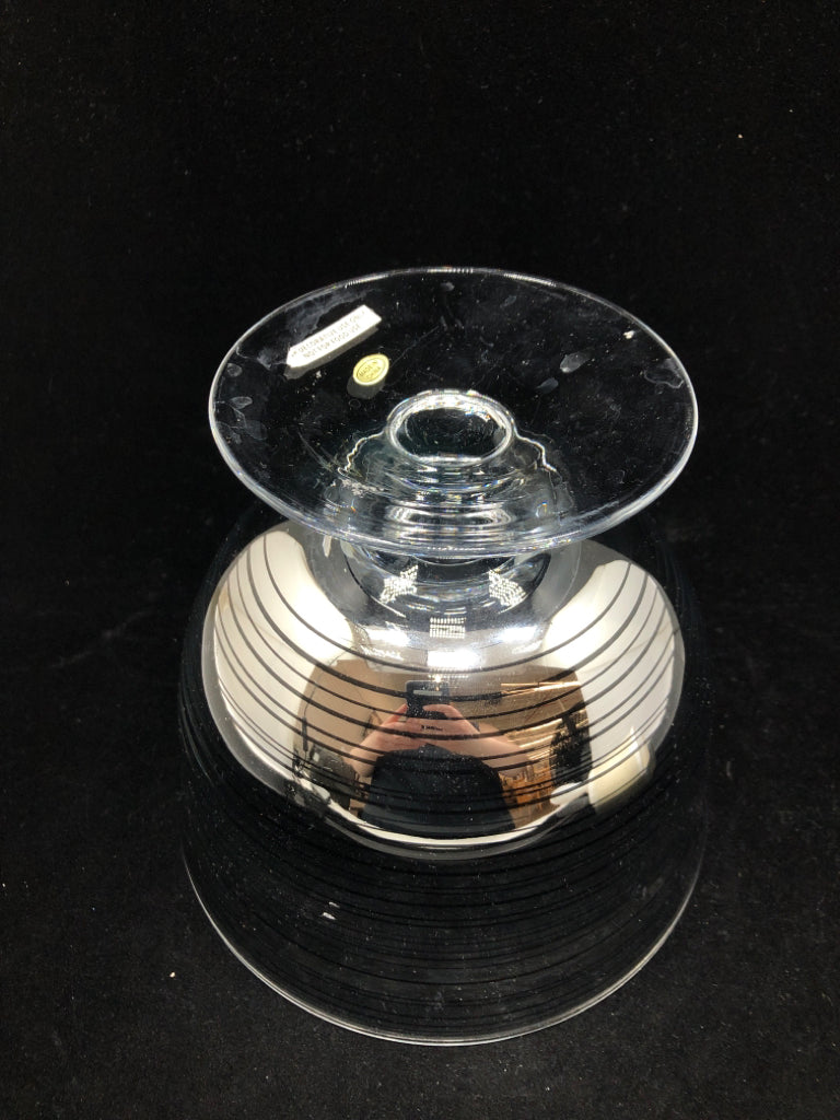 SILVER STRIPE PEDESTAL BOWL.