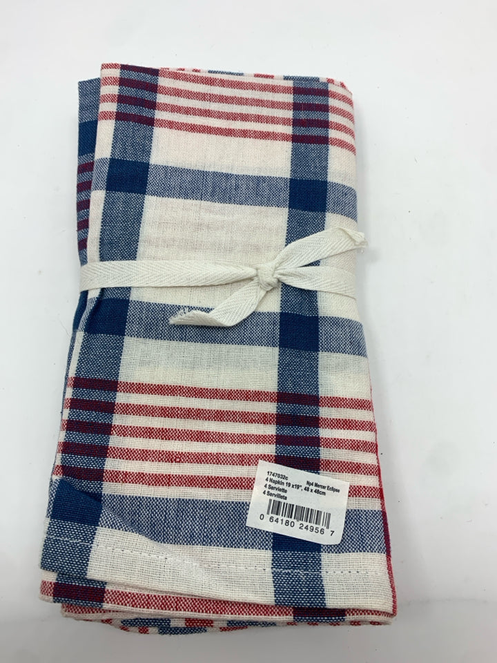 NIP RED, WHITE & BLUE PLAID NAPKINS.