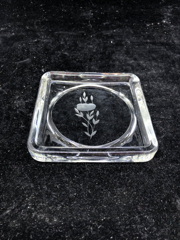 2 VTG FLORAL ETCHED COASTERS.