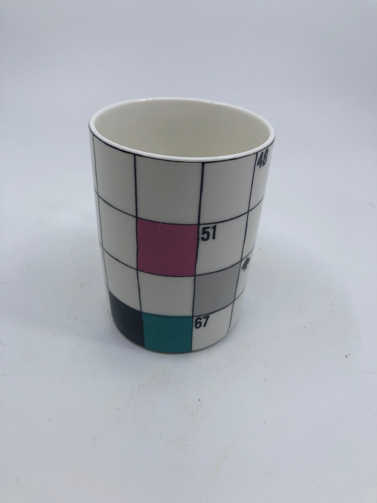 2 LENOX KATE SPADE CROSSWORD + WORD SEARCH MUG SET.