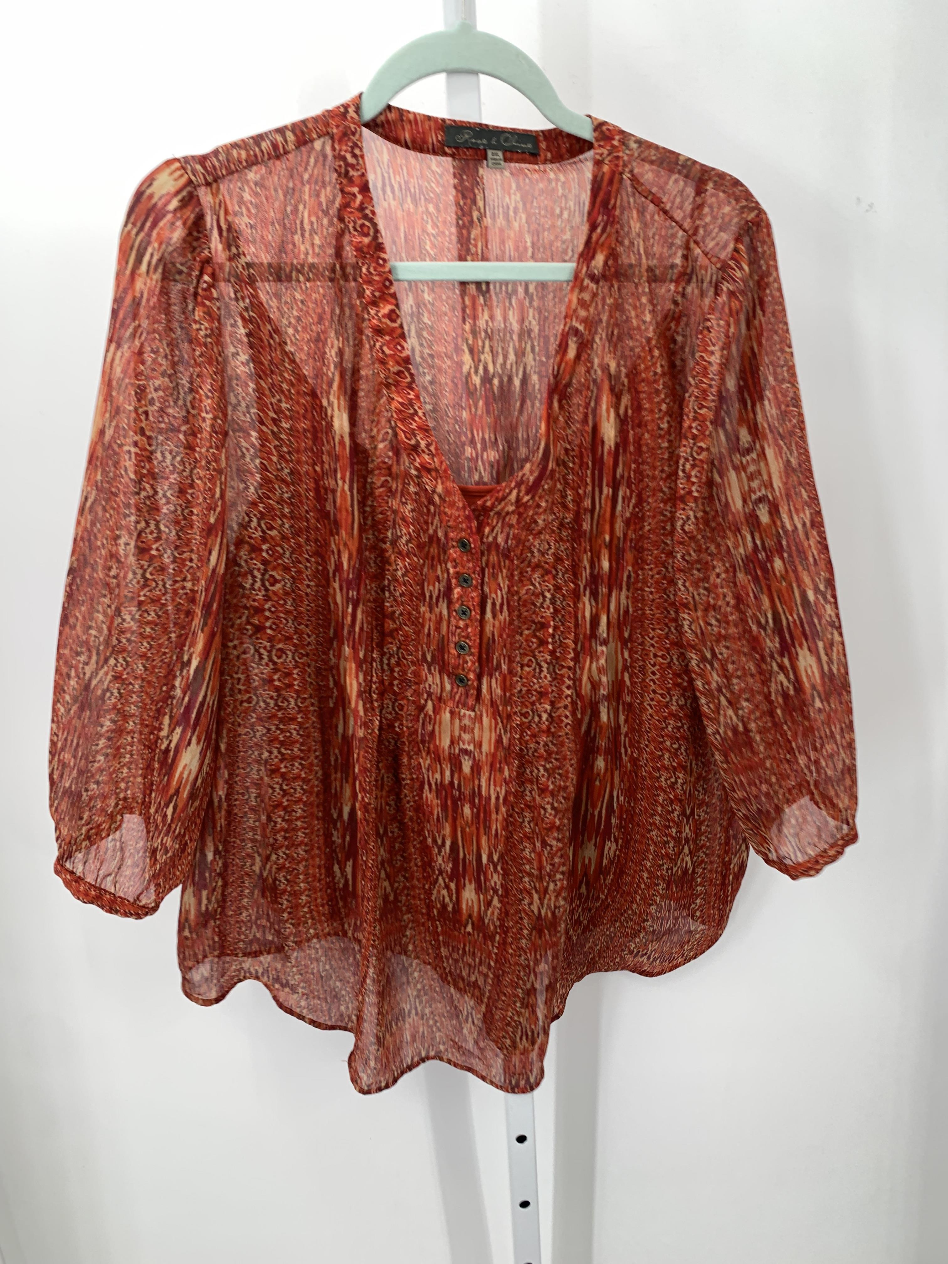 Rose & Olive Size 2X Womens 3/4 Sleeve Shirt