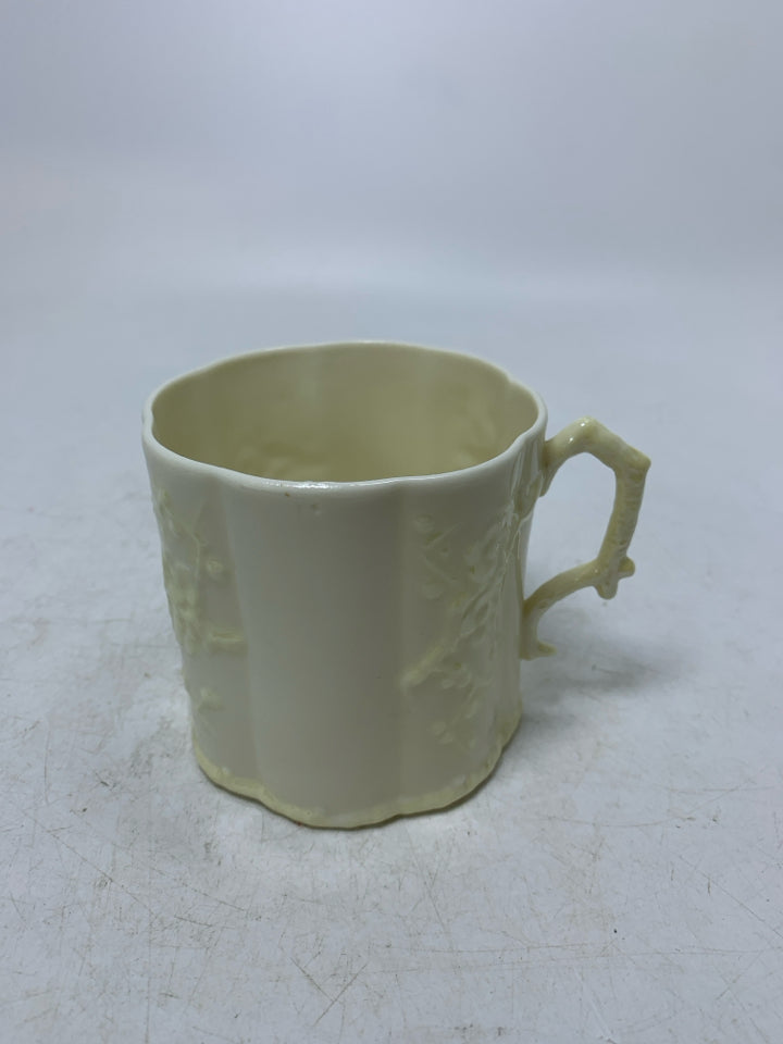 VTG IRISH PORCELAIN THORN CHERRY BLOSSOM TWIG HANDLE MUG.