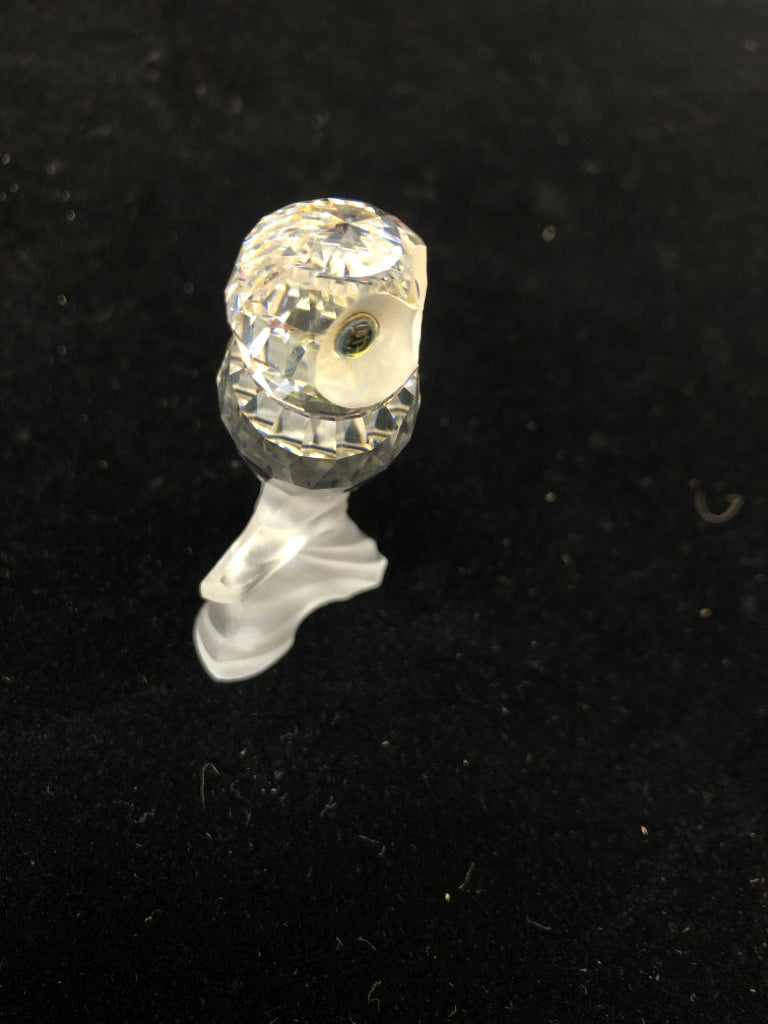 CRYSTAL OWL ON BRANCH W/GREEN EYES SWAROVSKI.