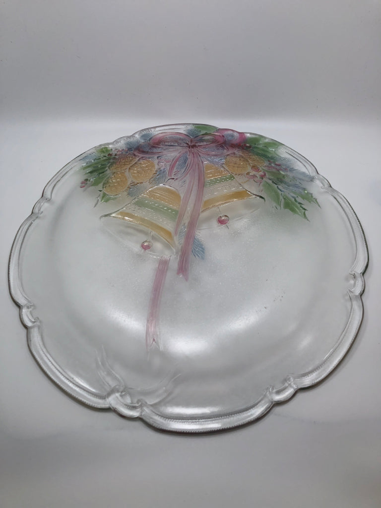 MIKASA GLASS SERVING TRAY W/BELLS.