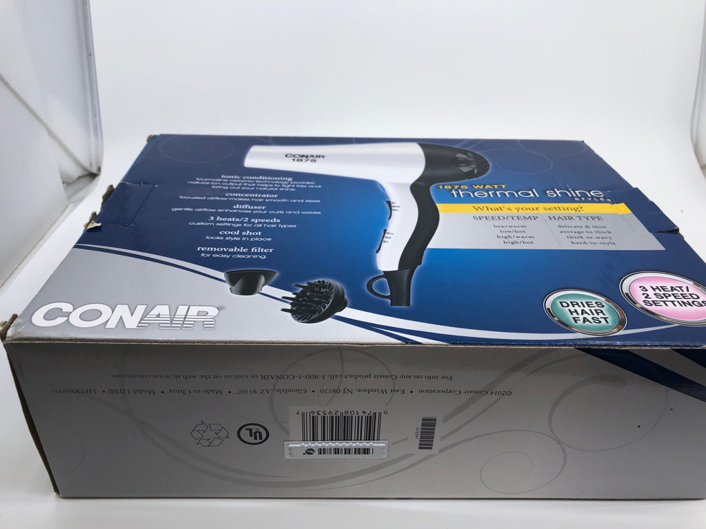 NIB WHITE THERMAL SHINE CONAIR BLOW DRYER.