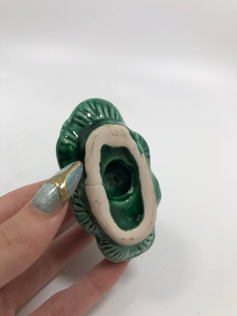 7 CERAMIC CHRISTMAS TREE NAPKIN HOLDERS.
