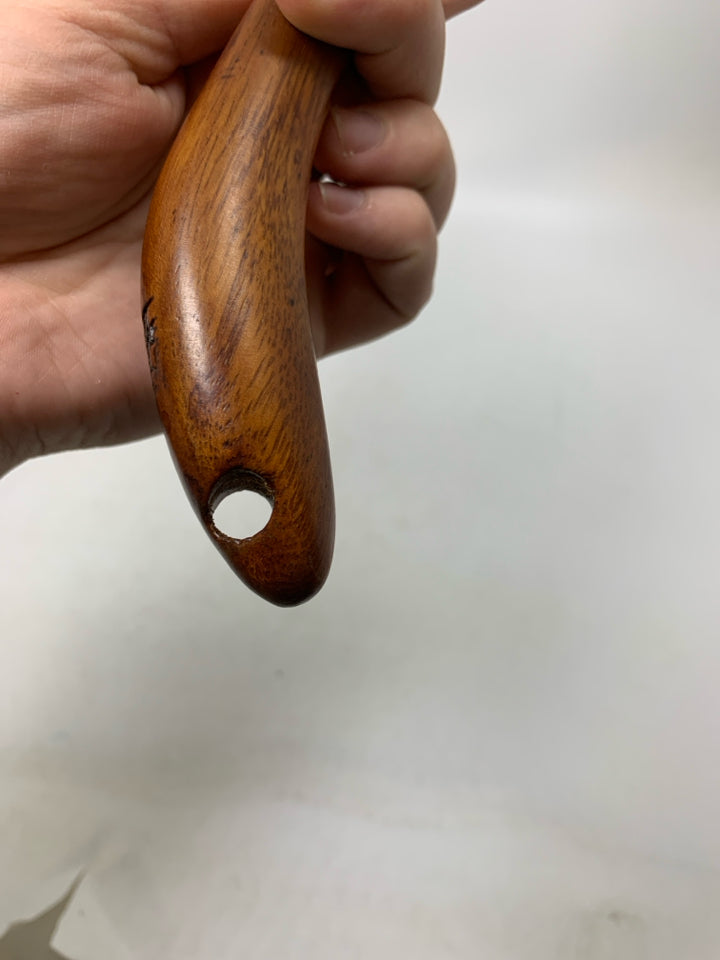 DARK STAIN WOOD CARVED LADLE.