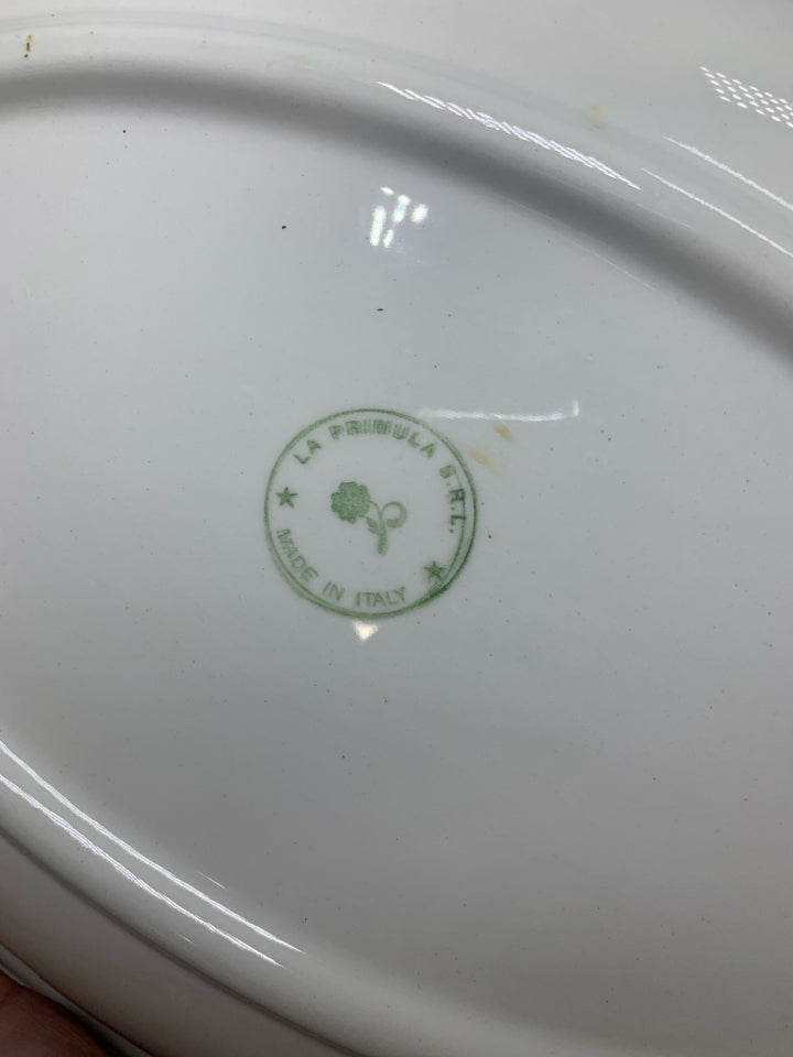 VTG COLORFUL STRIPED DESIGN OVAL SERVING PLATTER MADE IN ITALY.