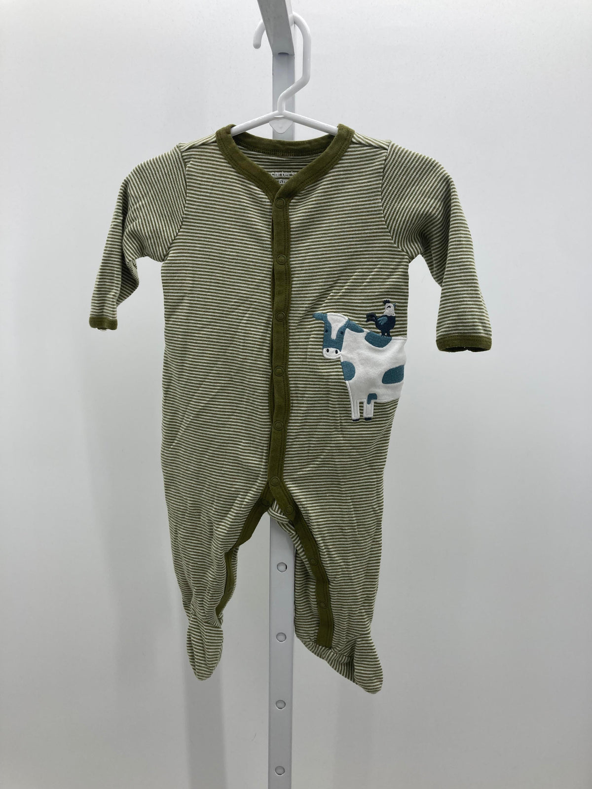 COW STRIPE KNIT ROMPER