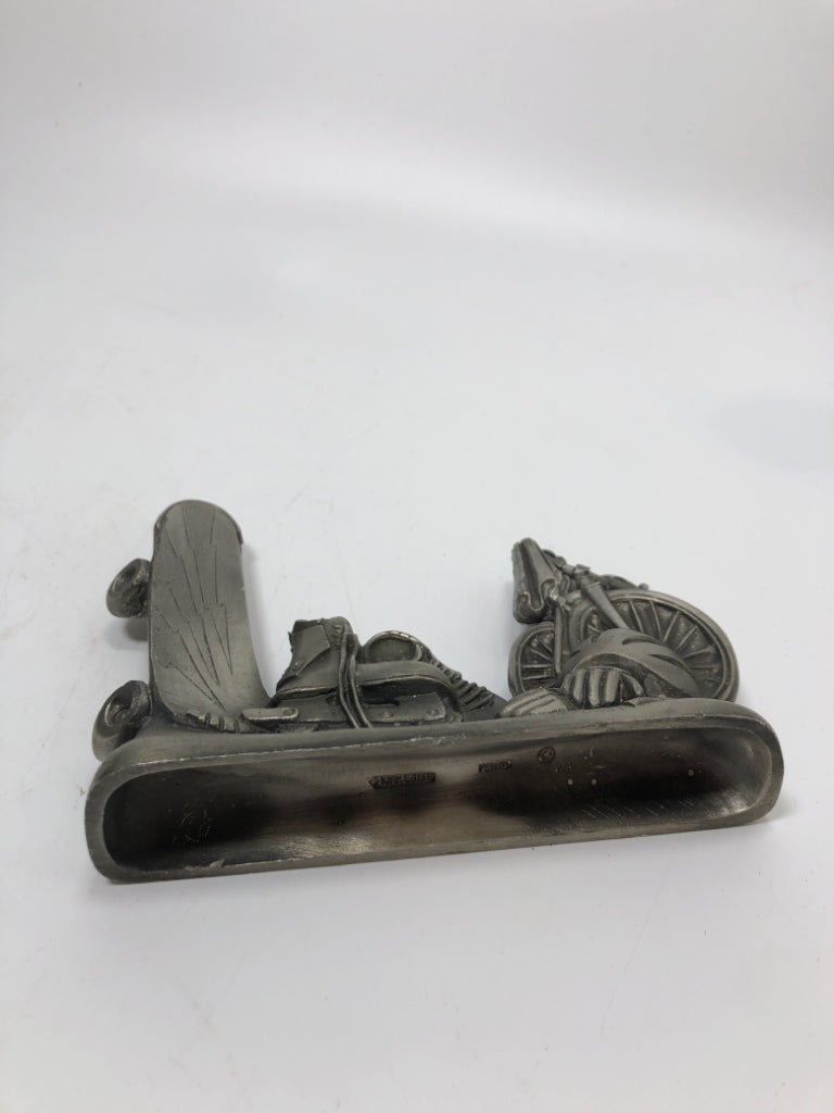SKATEBOARD & BIKE PEWTER FIGURE.