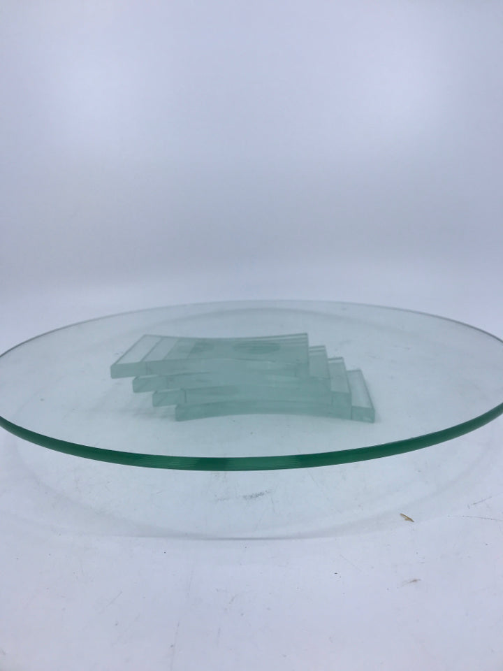 STACKED GLASS CANDLE HOLDER.