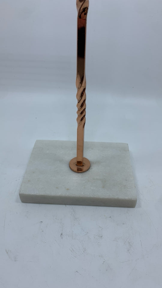 ROSE GOLD JEWELRY HOLDER W/MARBLE BASE.